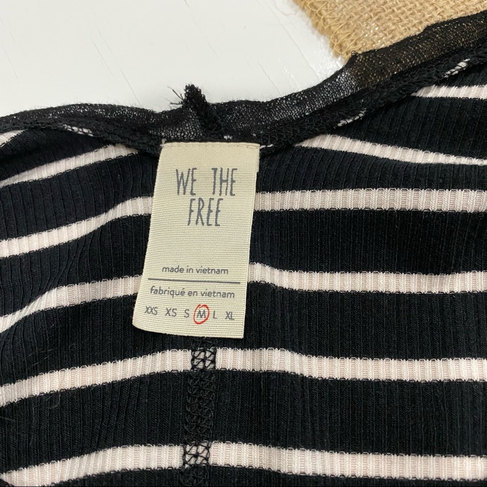Free People Striped Peplum Top Sz M black white - Picture 4 of 6